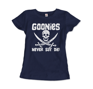 Buy navy The Goonies Never Say Die Distressed Design T-Shirt