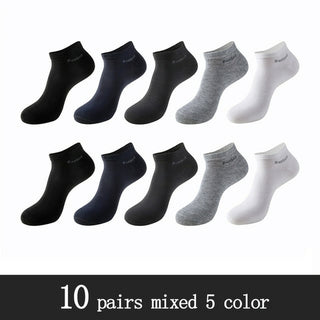 Buy 10-pairs-5-color 10 Pairs / Pack Men&#39;s Bamboo Fiber Socks Short High Quality New Casual