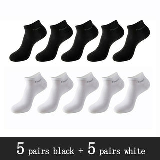 Buy 5-black-5-white 10 Pairs / Pack Men&#39;s Bamboo Fiber Socks Short High Quality New Casual