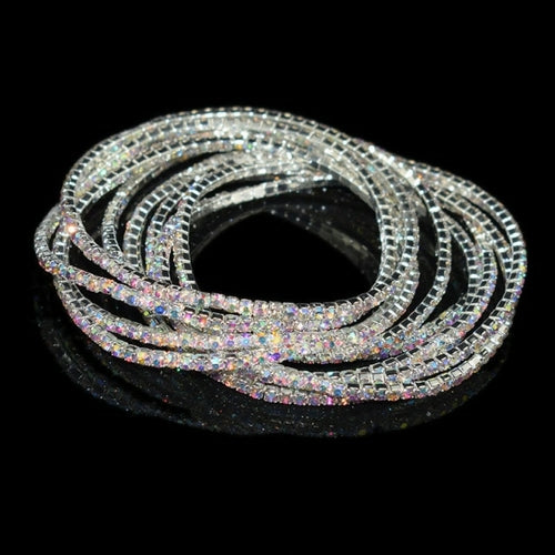 10 Pieces of Ladies Transparent Shiny Crystal Bracelet 27 Colors Full