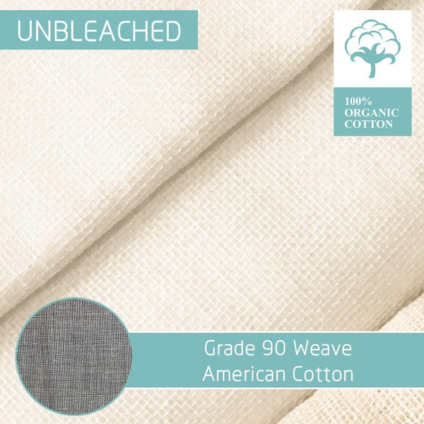 100% Unbleached Cotton Cheesecloth 4 Yards, Ultra Fine Cheese Cloths