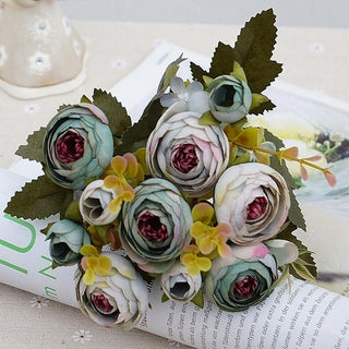 Buy gray-blue 10heads/1 bundle Silk tea roses