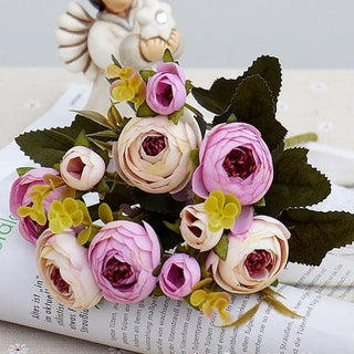 Buy light-purple 10heads/1 bundle Silk tea roses