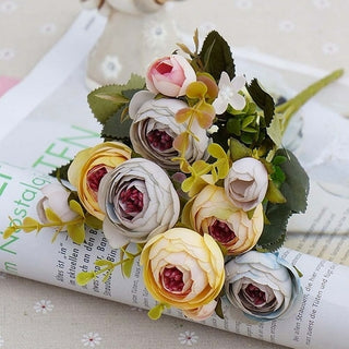 Buy yellow 10heads/1 bundle Silk tea roses