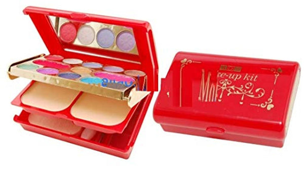 Latest Makeup Kit for Girls with , 11, Eye Shadow, 3, Lip Color, 2, Blusher, 2, Powder Cake, 3, Sponge, Puff, Brushes,  + Nail Paint, Polish Remover Tissue P3 Pcs - Free