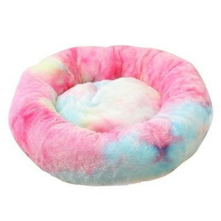 Buy rainbow-red Pet Dog Bed Comfortable Donut Cuddler Round Dog Kennel Ultra Soft