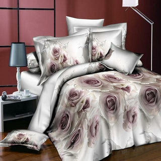 Buy beige 18 New Styles White Red Flower 3D Bedding Set of Duvet Cover