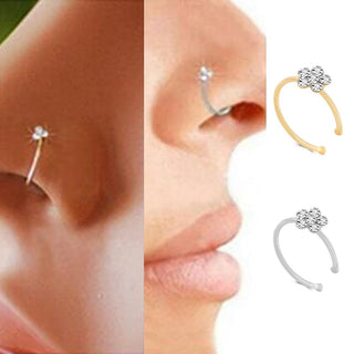 1PCS Fashion Fake Nose Ring Crystal C Clip Septum Lip Non Piercing