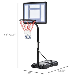 Soozier  63" -70.75" Adjustable Basketball Hoop Backboard  w/ Wheels