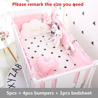 Buy fen-jia-bo-dian Princess Pink 100% Cotton Baby Bedding Set Newborn Baby Crib Bedding Set for Girls Boys Washable Cot Bed Linen 4 Bumpers+1 Sheet
