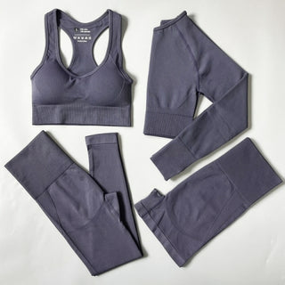 Buy 4pcs-set-gray 2/3/4PCS Seamless Women Yoga Set Workout Sportswear Gym Clothes