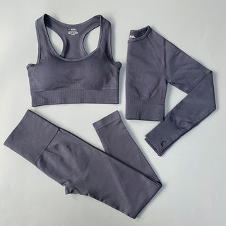 Buy 3pcs-set-gray 2/3/4PCS Seamless Women Yoga Set Workout Sportswear Gym Clothes