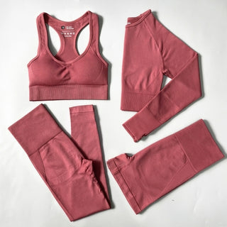 Buy 4pcs-set-red 2/3/4PCS Seamless Women Yoga Set Workout Sportswear Gym Clothes