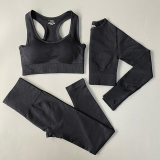 Buy 3pcs-set-black 2/3/4PCS Seamless Women Yoga Set Workout Sportswear Gym Clothes