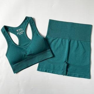 Buy bra-shorts-green 2/3/4PCS Seamless Women Yoga Set Workout Sportswear Gym Clothes
