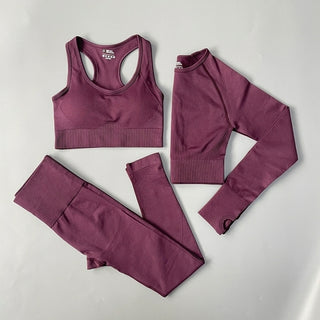 Buy 3pcs-set-purplered 2/3/4PCS Seamless Women Yoga Set Workout Sportswear Gym Clothes