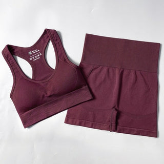 Buy bra-shorts-purplered 2/3/4PCS Seamless Women Yoga Set Workout Sportswear Gym Clothes