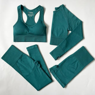 Buy 4pcs-set-green 2/3/4PCS Seamless Women Yoga Set Workout Sportswear Gym Clothes