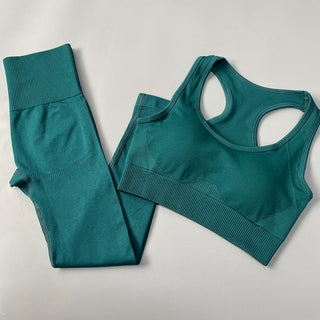 Buy bra-pants-green 2/3/4PCS Seamless Women Yoga Set Workout Sportswear Gym Clothes