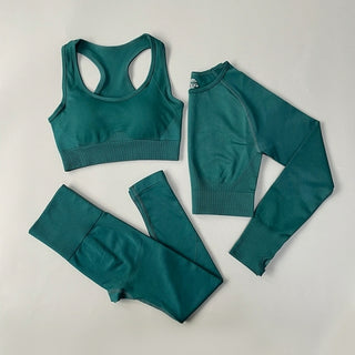 Buy 3pcs-set-green 2/3/4PCS Seamless Women Yoga Set Workout Sportswear Gym Clothes