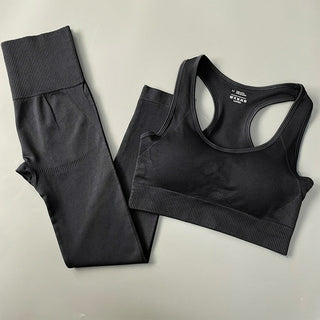 Buy bra-pants-black 2/3/4PCS Seamless Women Yoga Set Workout Sportswear Gym Clothes