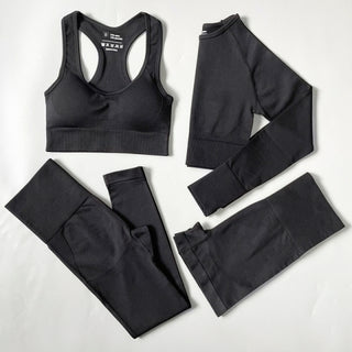 Buy 4pcs-set-black 2/3/4PCS Seamless Women Yoga Set Workout Sportswear Gym Clothes