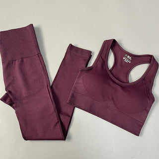 Buy bra-pants-purplered 2/3/4PCS Seamless Women Yoga Set Workout Sportswear Gym Clothes