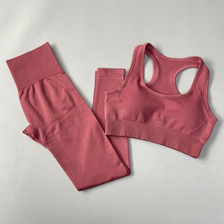 Buy bra-pants-red 2/3/4PCS Seamless Women Yoga Set Workout Sportswear Gym Clothes