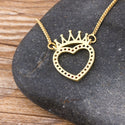 2020 Fashion Colorful Copper Zircon King Pendant Necklace Charm Heart