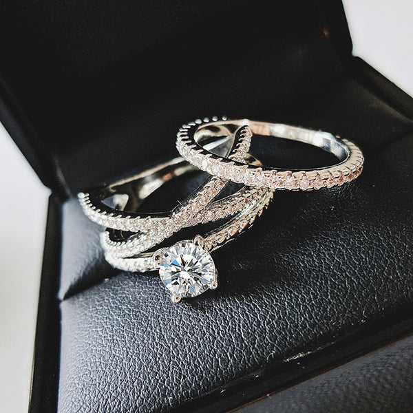 925 Sterling Silver Brand Wedding Ring Set