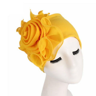 Buy yellow 2020 Women New Large Flower Stretch Scarf Hat Ladies Elegant Fashion