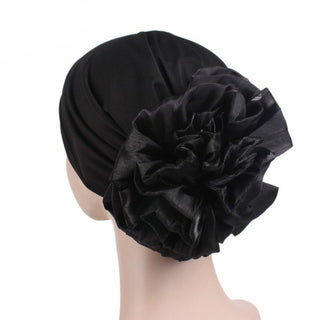 Buy pale-pinkish-grey 2020 Women New Large Flower Stretch Scarf Hat Ladies Elegant Fashion