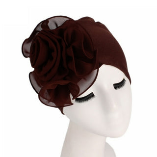 Buy coffee 2020 Women New Large Flower Stretch Scarf Hat Ladies Elegant Fashion