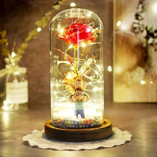 Buy dad-120 2021 Enchanted LED Galaxy Rose Eternal Gold Foil Flower In Glass Dome