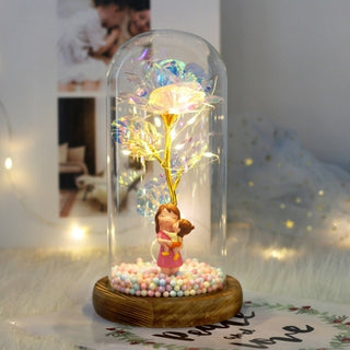 Buy mom-115 2021 Enchanted LED Galaxy Rose Eternal Gold Foil Flower In Glass Dome