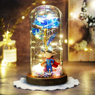 Buy super-mom125 2021 Enchanted LED Galaxy Rose Eternal Gold Foil Flower In Glass Dome