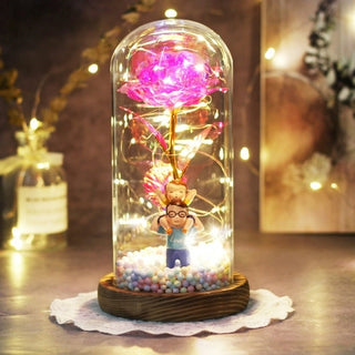 Buy dad-122 2021 Enchanted LED Galaxy Rose Eternal Gold Foil Flower In Glass Dome