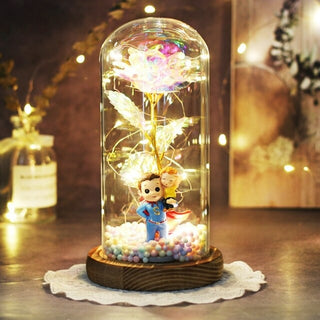 Buy super-dad-127 2021 Enchanted LED Galaxy Rose Eternal Gold Foil Flower In Glass Dome