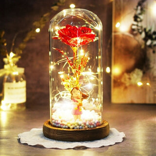 Buy mom-116 2021 Enchanted LED Galaxy Rose Eternal Gold Foil Flower In Glass Dome