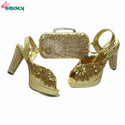 2021 New Arrivals Autumn African Women Shoes and bag set in Coffee