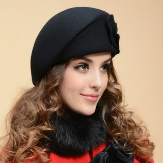 Buy black 2021 New Fashion Women Beret Hat For Women Beanie Female Cap Flower
