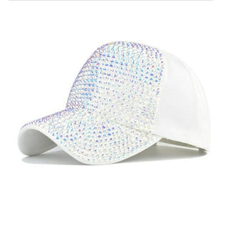 Buy white 2021 New Women Baseball Hats Hats Shiny Rhinestone Fashion Casual