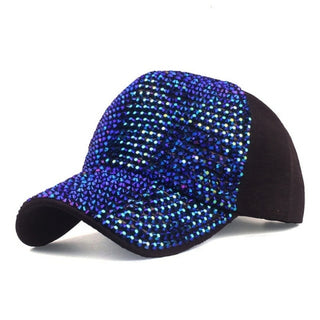 Buy navy-blue 2021 New Women Baseball Hats Hats Shiny Rhinestone Fashion Casual