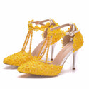 Ladies Beading Lace Flowers Shoes