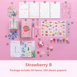 Buy strawberry-b Kawaii Bling Bling Cherry Blossoms A6 Loose Leaf Diary