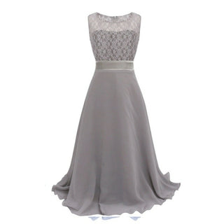 Buy gray 2021 Summer Long Sleeve Flower Girl Dress Elegant Kids Dresses For