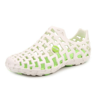 Buy white-green 2021Summer Water Shoes Men Breathble Hollow Beach Sandals Upstream