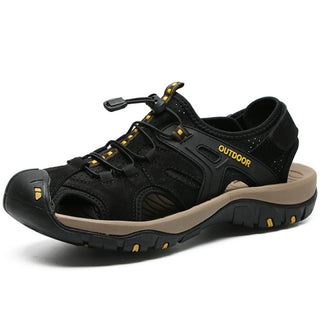 Buy black 2022 Men Summer Sandals Leather Male Summer Shoes for Men Fisherman