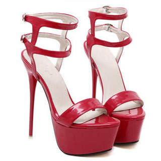 Buy red 2022 New Summer Sexy Women High Heels Sandals 16cm Fashion Stripper