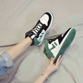 Buy green 2022 Women High Top Platform Sneakers Fashion Brand Thick Bottom Shoes